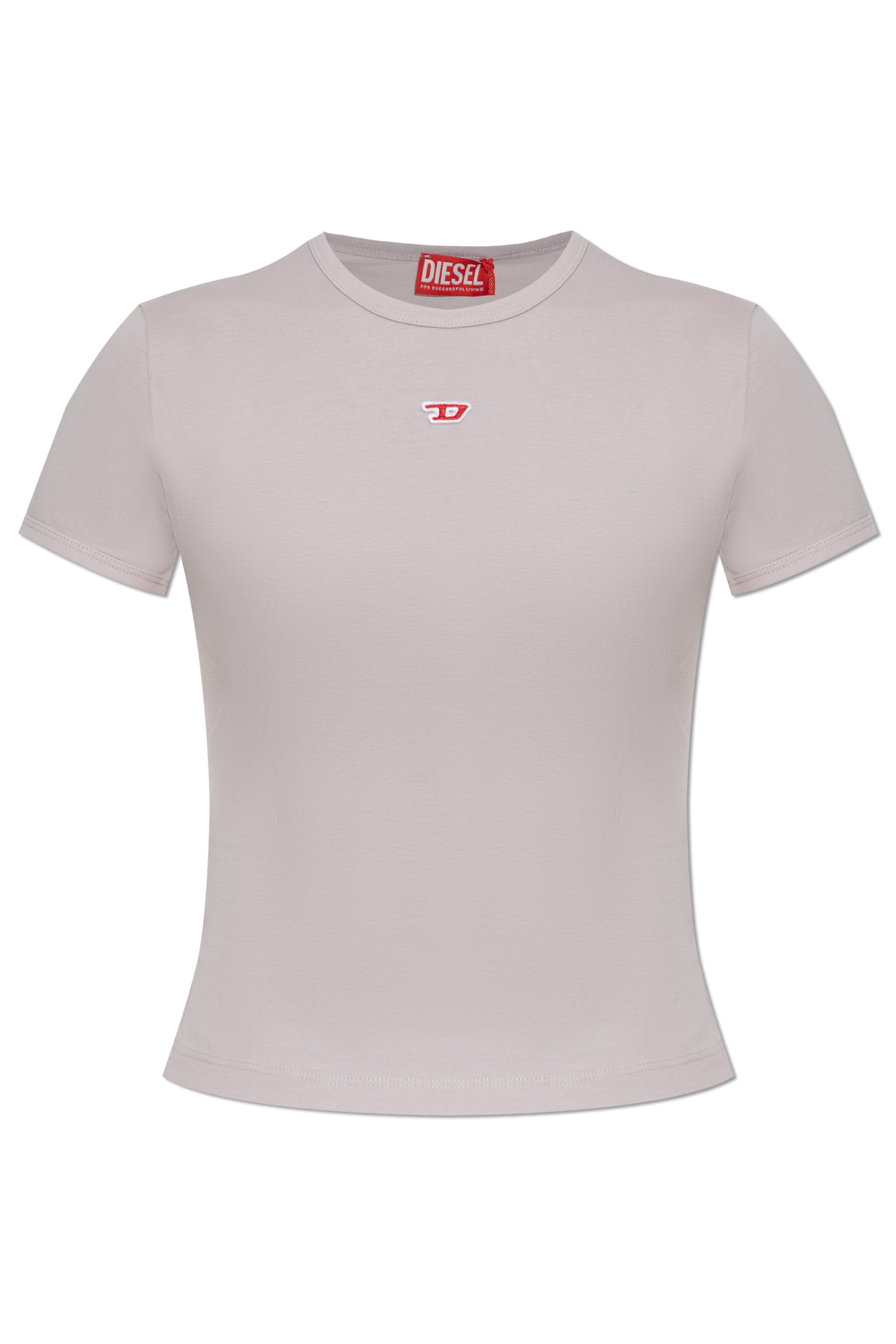 DIESEL T-Uncutie-Long-D ロゴTシャツ T-UNCUTIE-LONG-D T-shirt with embroidered D patch｜ブラック